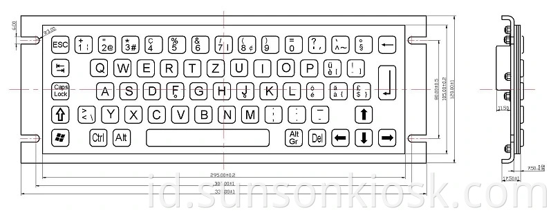 Tahan Air IP65 Informasi Kios Keyboard Logam